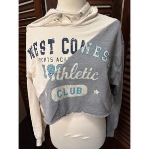 Arizona Jean Co West Coast Athletic Club Cropped Colorblock Hoodie Grey Cream S